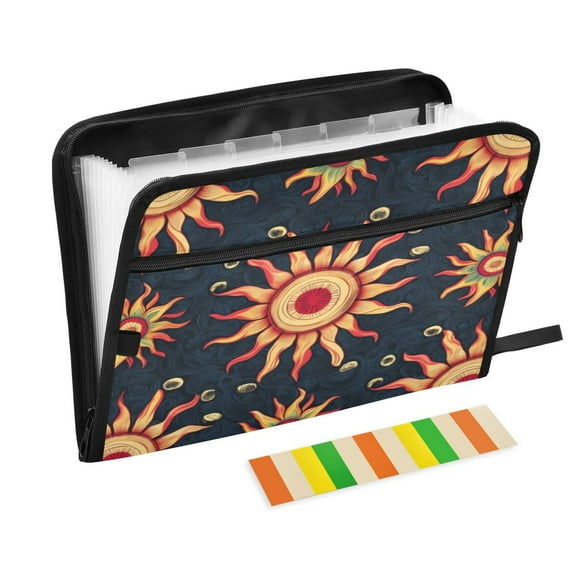 Organ Folder 14.2 x 0.8 x 10.6 Inches 13 Separate Pockets A4 Size Documents Folder A Sort Storage File Manager For The Home Office Cartoon Sun Seamless