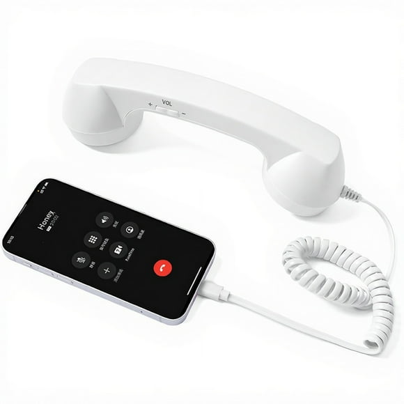 Wisewang Téléphone Rétro de Communication avec Transmission de Signal Stable et Récepteur de Style Type-C Combiné de Téléphone Rétro Blanc