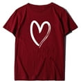 thumbnail image 4 of ALLLIST Womens Tops Clearance Under $5 Red Short Sleeve Casual Heart Crew Neck Basic T-Shirts Women's Blouse S, 4 of 4