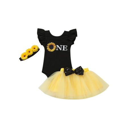 

Emmababy Baby Girls Outfit Letter Romper Tops Tulle Tutu Skirt Headwear 3Pcs Set