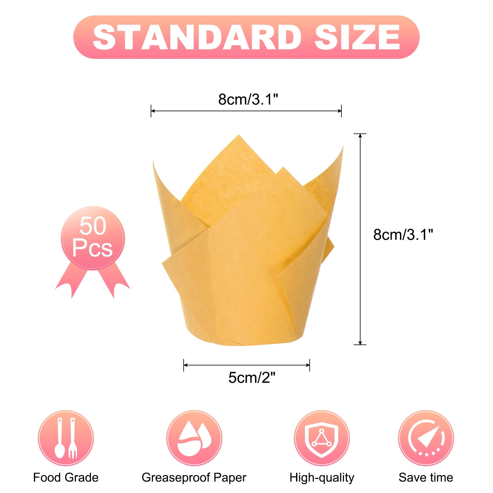 Unique Bargains Durable Tulip Baking Cups for Festivals and Special Occasions Yellow