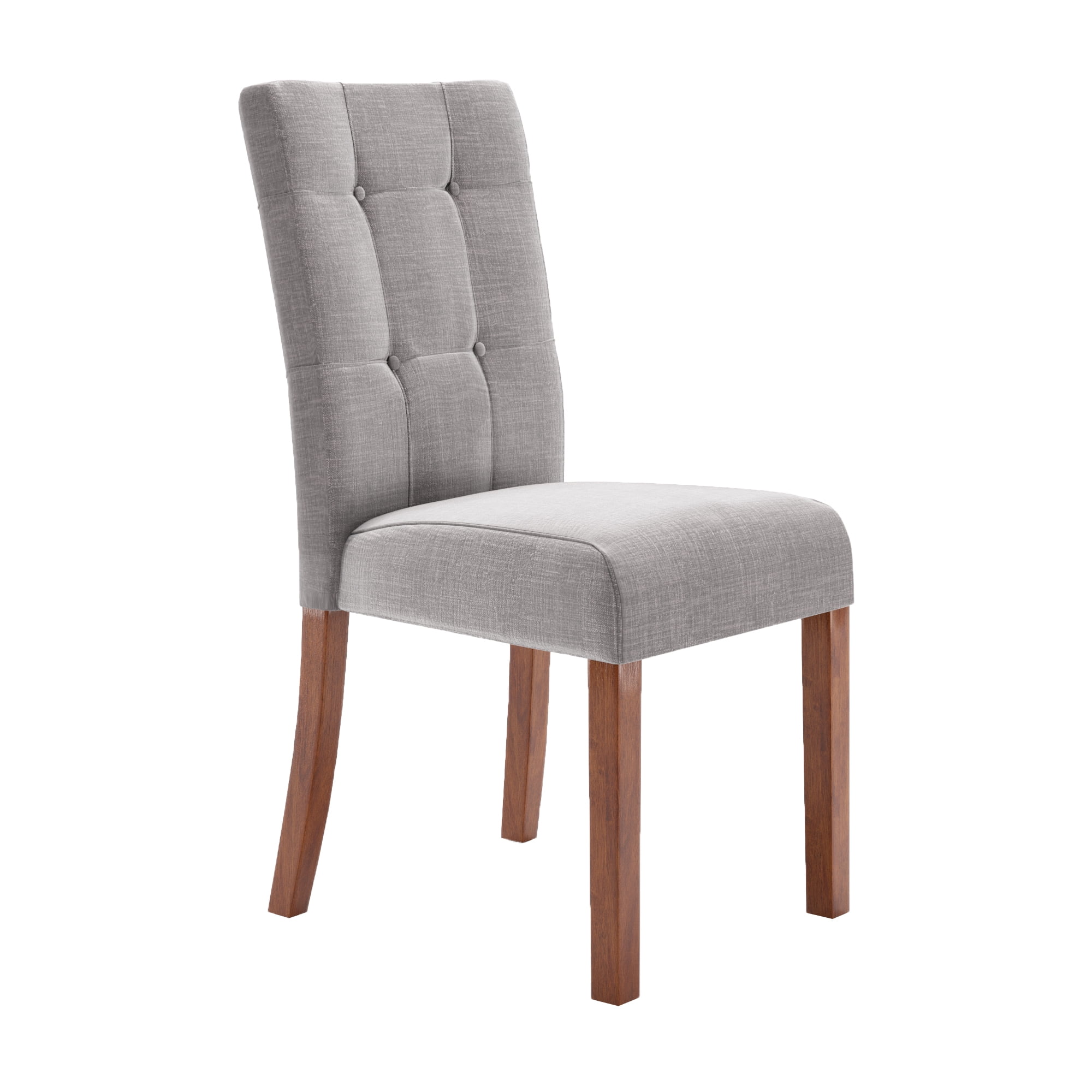 Chelsea Lane Upholstered Cherry Finish Dining Side Chair, Set of 2, Gray