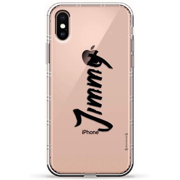 Nom: Jimmy, Style Manuscrit Luxendary Air Series Boîtier en Silicone Transparent avec Motif Imprimé en 3D et Poche d'Air
