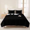 thumbnail image 3 of Twin Quilt Set 68''x86'', Pure Black Lightweight Summer Bedspread Coverlet Set with 2 Pillow Shams, Simple Solid Color Breathable All Season Quilt Bedding for Dorm/Bedroom, 3 of 9