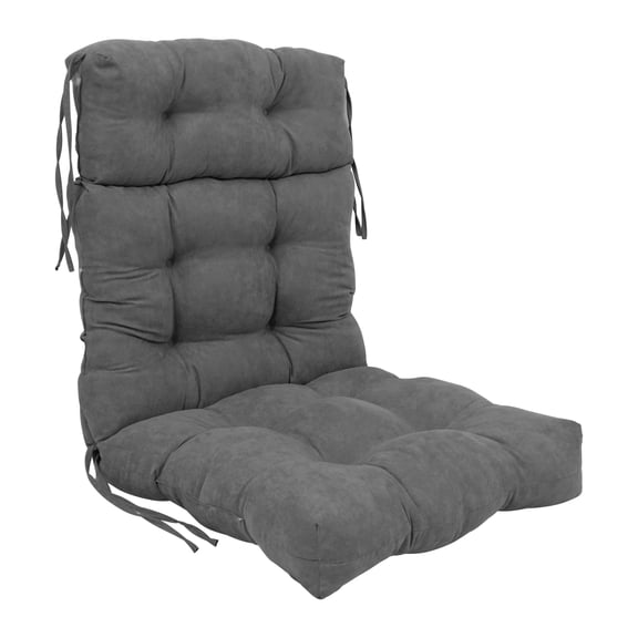 20-inch by 42-inch Solid Microsuede Tufted Chair Cushion Grey-Color