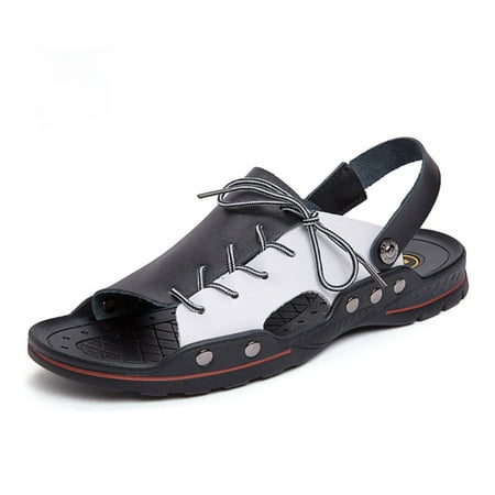 

Lopsie Men s Casual Open Toe Leather Handmade Sandals Adjustable Fisherman Beach Sandals For Outdoor Walking Driving