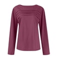 thumbnail image 5 of LISTHA Long Sleeve Shirts Women Dressy Pleated Tunic Tops Crew Neck 2025 Blouses Casual Trendy Tops Dark Purple 3L, 5 of 6