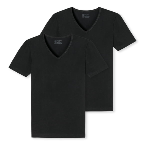 Pack de 2 Camisetas para Hombre SCHIESSER - Serie "95/5", Cuello en V, S-4XL Negro 2XL (2X-Large)