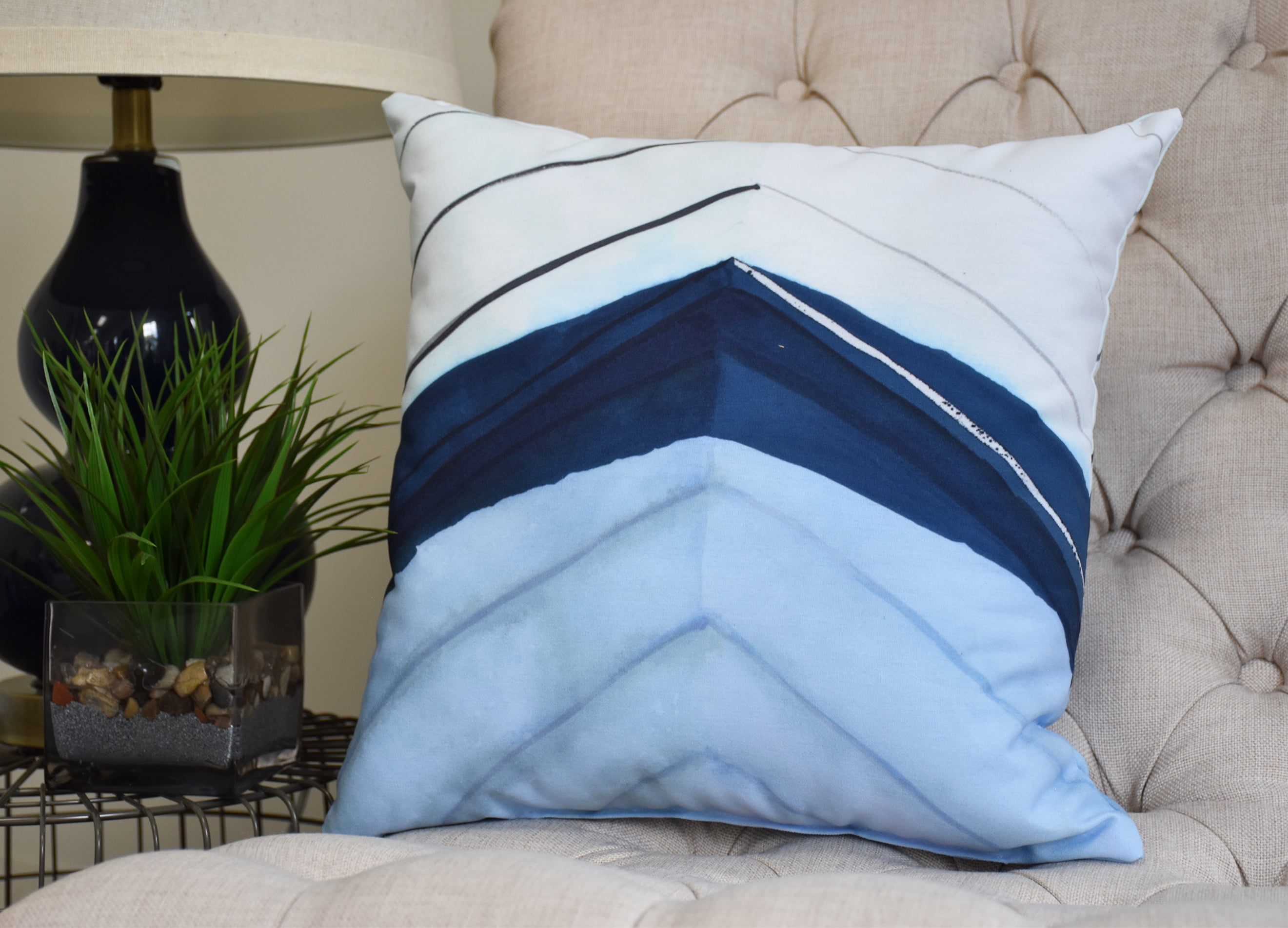 Simply Daisy, 16 x 16inch, Boat Bow Center, Geometric Print Pillow, Blue