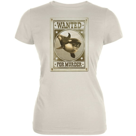 Orca Killer Whale Wanted For Murder Cream Juniors Soft T-Shirt - Large