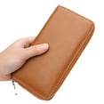thumbnail image 6 of genuine leather long women's wallet men's leather clutch bag dropshipping,SKU01029-头层牛皮【橙色】现货, 6 of 10