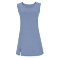 thumbnail image 5 of AHTJRT Athletic Dress for Women Slimming Crew Neck Sleeveless Built in Shorts with Pockets Summer Workout Tennis Golf Jumpsuit Blue L, 5 of 8