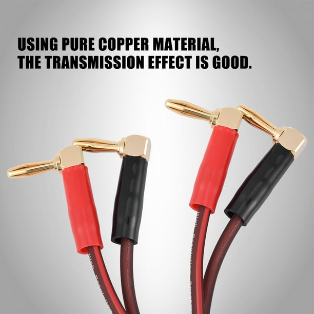 Speaker Cable, HIFI Pure Copper Speaker Cable Right Angle L Type Banana Plugs Line Wire Red And
