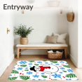 thumbnail image 3 of ODIKA 3'x5' Machine Washable Non-Slip Area Rug, Festive Snowman Illustration with Scarf and Evergreen Pine Details High Traffic Rug with Pad, White, 639113, 3 of 8