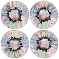 thumbnail image 2 of Shower Caps,Pioneer Flower Floral Print Pattern Waterproof Shower Cap for Women 4 Pieces,Double Reusable Hair Cover for Shower PEVA Elastic Stretch Hem, 2 of 7