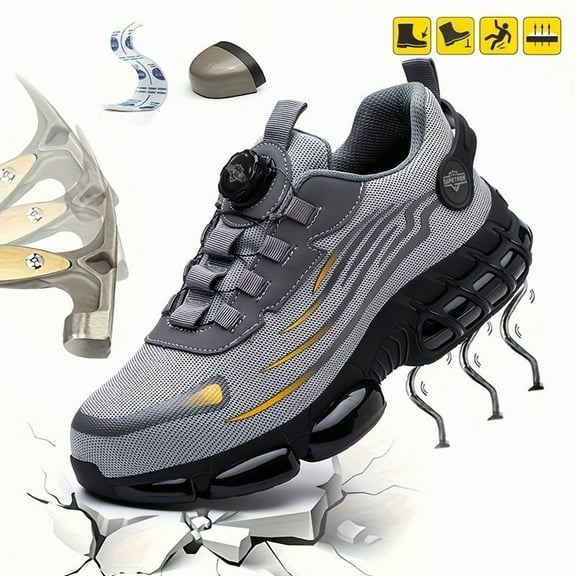 SAFETREK Steel Toe Safety Shoes for Men Women: Anti-Smash Anti-Puncture Anti-Slip Work Boots, Protective Work Footwear With Quickly Shoelaces,Lightweight Comfortable Shoes For Industrial Factory
