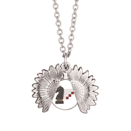 knight chess pieces cheval horse sunflower necklace pendant locket jewelry