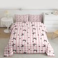 thumbnail image 2 of Homewish Kawaii Pink Buffalo Bedding Comforter Set for Kids, Princess Bowknot Bow Twin Comforter Sets, Love Heart Reversible Bedding Set, Lightweight Room Decor, 2 Pieces, 2 of 8