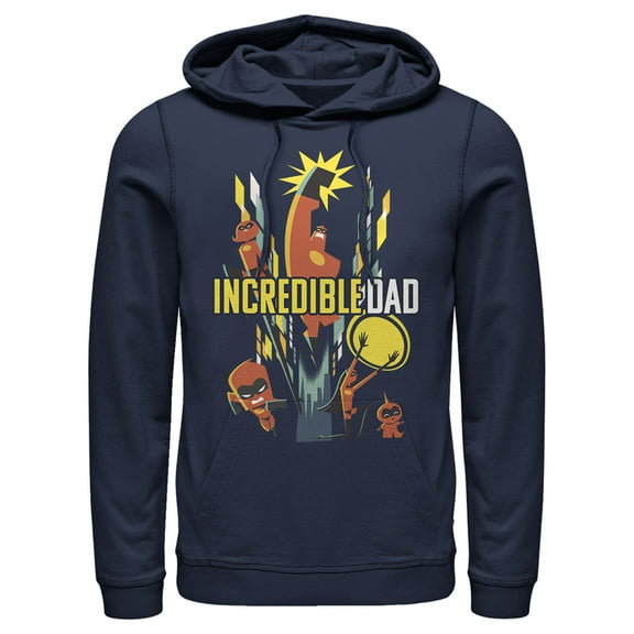 Men's The Incredibles 2 Modern Incredible Dad Pull Over Hoodie Navy Blue X Large