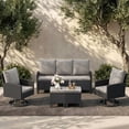 thumbnail image 4 of ELPOSUN Outdoor Patio Furniture Set, 5 Pieces All-Weather Wicker Rattan Outdoor Patio Conversation Set with Swivel Chairs and ottomans, for Garden,Poolside,Backyard, Black&Gray, 4 of 9