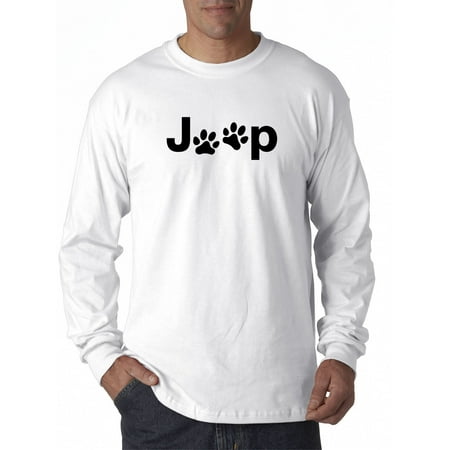 - Trendy USA 1172 - Unisex Long-Sleeve T-Shirt Jeep Dog Paws Logo Large White