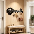thumbnail image 4 of Hyknon Key Holder Wall Mount, Adhesive Key Rack with 4/6 Hooks Hanger for Car Key Ring, Home/Flower/Fishbone Metal Key Chain Organizer, Key Holder for Entryway Bathroom Kitchen Office, Black, 4 of 7