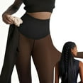 thumbnail image 2 of Fleece Lined Tights Women 220G Thick Stretch Warm Leggings Pantyhose Fake-Translucent High Waist Winter Pant (2XL, Brown), 2 of 6