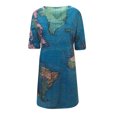 thumbnail image 3 of FcBaudy Robe à Manches Courtes à Col en V Longueur Genou, Robes d'Été pour Femmes, Robes pour Femmes Robe d'Été Imprimée Décontractée à Col en V pour Dames Robe de Plage à Manches Courtes Robe pour Femme, 3 of 6