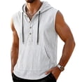 thumbnail image 2 of Noric Men's Sleeveless Hooded Tank Top Button Front Muscle Tee with Big Pocket Casual Gym Hoodie Vest for Summer, 2 of 6