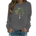 thumbnail image 2 of Ounisa Christmas Palm Tree Sweatshirt for Women Funny Hawaiian Beach Tropical Xmas Pullover Long Sleeve Christmas Shirt Top, 2 of 4