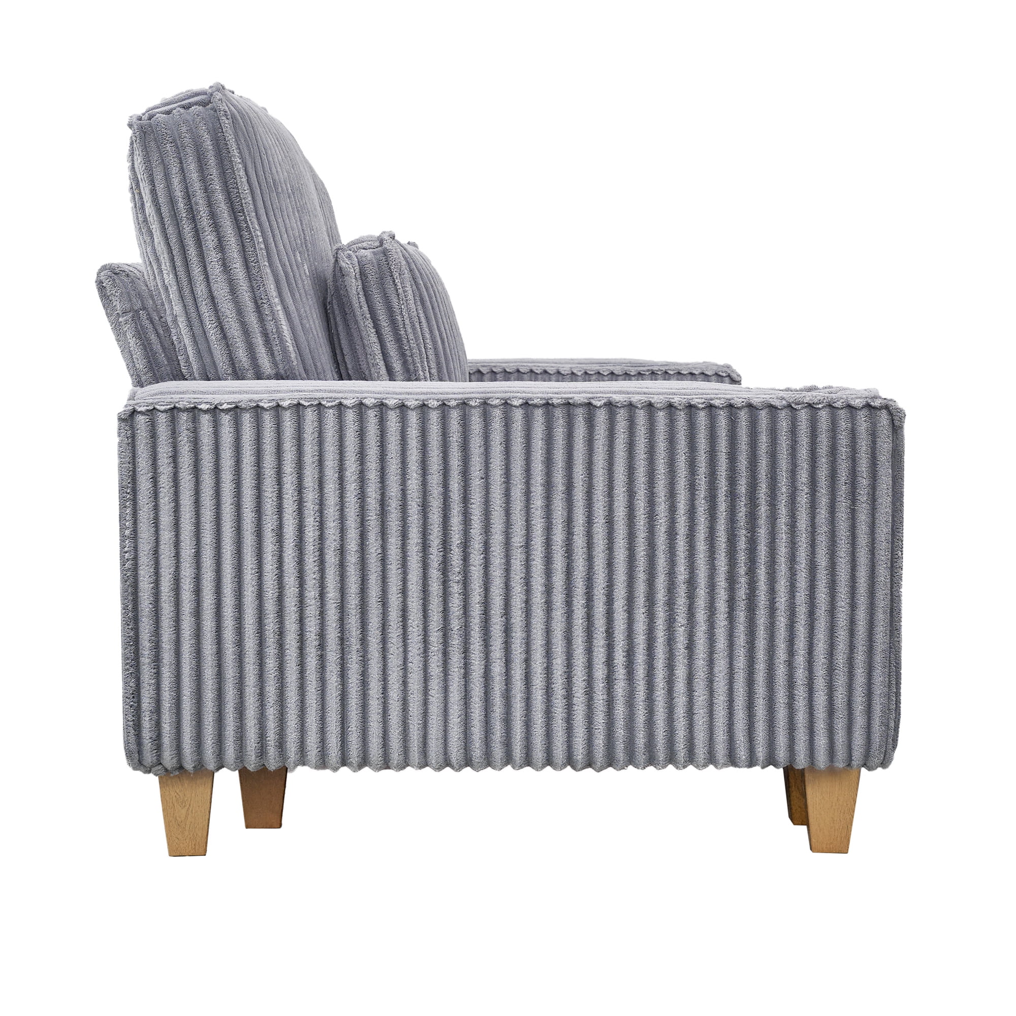 Aukfa 3 Piece Sofa Set - 71" Deep Seat Couch Loveseat Couch w/ Cup Holders&Pillows, Solid Wood Legs, Gray