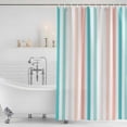 thumbnail image 4 of Aqua Teal Stripe Waterproof Fabric Shower Curtain,Geometric Grey White Vertical Striped Waterproof Fabric Shower Curtain for Bathroom Curtains Bathtubs Shower Curtains with 12 Hooks Extra Long 72x96, 4 of 8