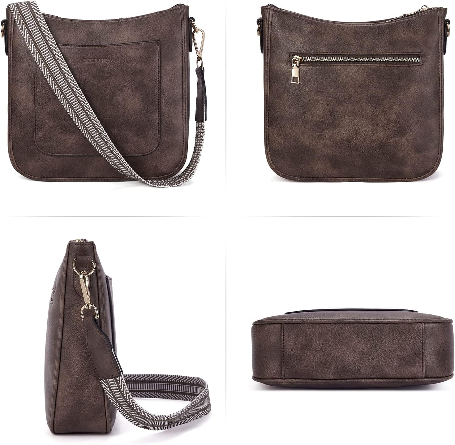 Crossbody Bags for Women Trendy Vegan Leather Hobo Handbags Fashion Shoulder Purse with Adjustable Guitar Strap