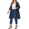 thumbnail image 2 of Agnes Orinda Women's Plus Size Valentines Day Cardigans Lace Lightweight Knit 3/4 Sleeves Cover Up Cardigans 4X Navy, 2 of 8