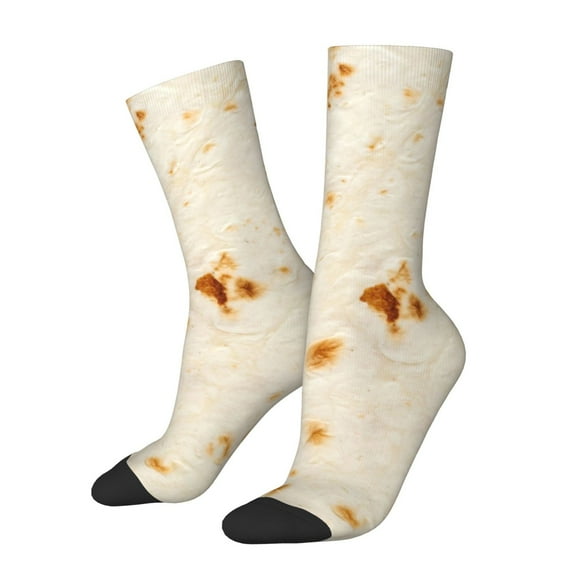 Honeii Pita Tortilla Print Adult Socks,Crew Socks,Casual Calf Socks,Daily Wear Socks for Men & Women, Perfect for Sports, Casual and Everyday Use