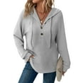 thumbnail image 2 of button Hoodies for Women，Oversized hooded Sweatshirts, Fall causual Fashion blouses, 2 of 6