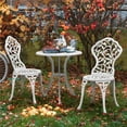thumbnail image 5 of Topeakmart 3-Piece Cast Aluminum Patio Bistro Table Set Outdoor Furniture, White, 5 of 14