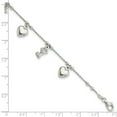 thumbnail image 2 of 925 Sterling Silver Love Heart and Key Dangle Bracelet 6.75 Inch 6.7mm Wide Link Bracelet for Women, 2 of 2