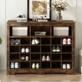 thumbnail image 3 of Harper & Bright Designs 24 Cubby Shoe Cabinet, Shoe Storage Organizer Cabinet with Curved Base, Versatile Sideboard for Hallway Bedroom, Rustic Brown, 3 of 14