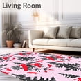 thumbnail image 2 of ODIKA 5'x7' Machine Washable Non-Slip Area Rug, Christmas Tree Farm Landscape with Cardinal Motifs High Traffic Rug, Pink, 733183, 2 of 5