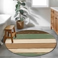 thumbnail image 3 of Round Rugs 3Ft, Farmhouse Sage Green Brown Round Area Rug Washable Indoor Throw Carpet, Country Vintage Wooden Small Non Slip Circle Rug for Bedroom Living Room Home Decor Aesthetic, 3 of 8