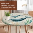 thumbnail image 4 of Whale Coastal Round Tablecloth, Fitted Table Cover with Elastic for 45"-54" Round Tables, Vintage Nautical Ocean Starfish Compass Table Cloth Outdoor Indoor Dinning Party Waterproof Tablecloths, 4 of 7