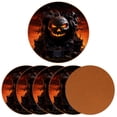 thumbnail image 2 of Halloween 6Pcs Round Coasters Set, Microfiber Leather Drink Coasters, 11x11 cm/4.3x4.3 in, Cup Mats for Home and Office, 2 of 6