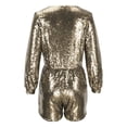 thumbnail image 3 of fheaev Sequin Romper for Women Deep V Neck Short Sleeve Loose Fit Clubwear Party Dressy Shorts Gold XL, 3 of 5