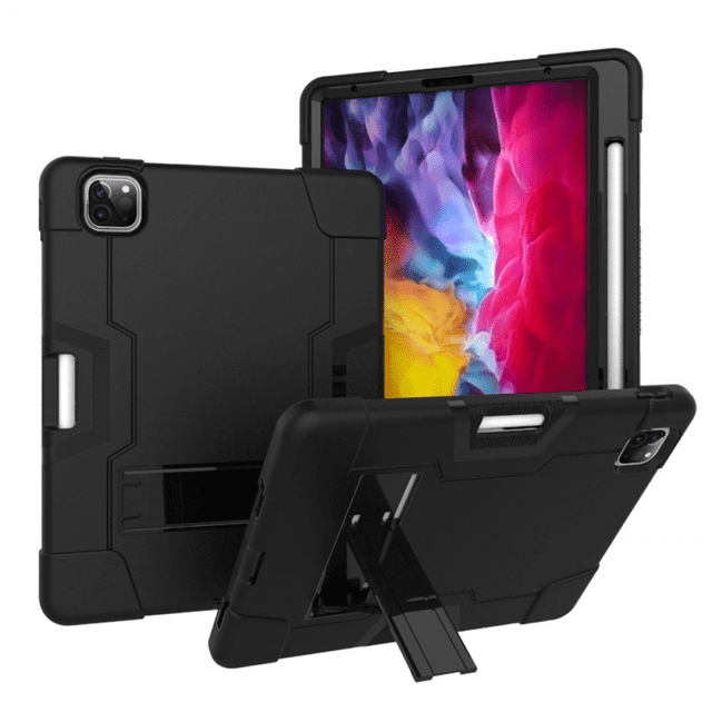 For iPad Pro 11 2018, Hybrid Heavy Duty Triple Layer Full Body Shockproof Rugged Case with Stand for iPad Pro 11 2018 11 Inch(Black)