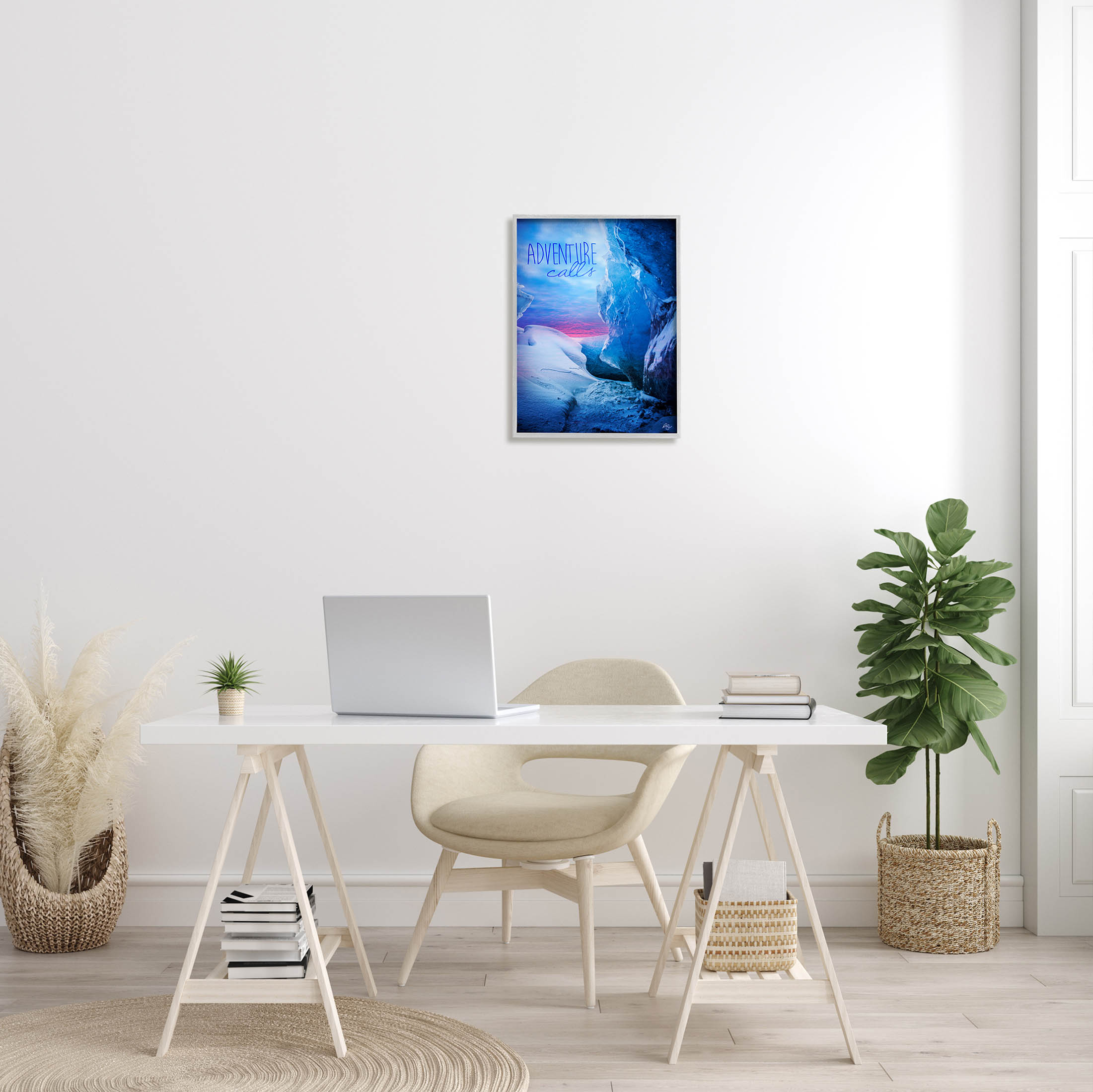 Stupell Industries Adventure Calls Snowy Glacier Graphic Art Gray Framed Art Print Wall Art, Design by K. Kaufman