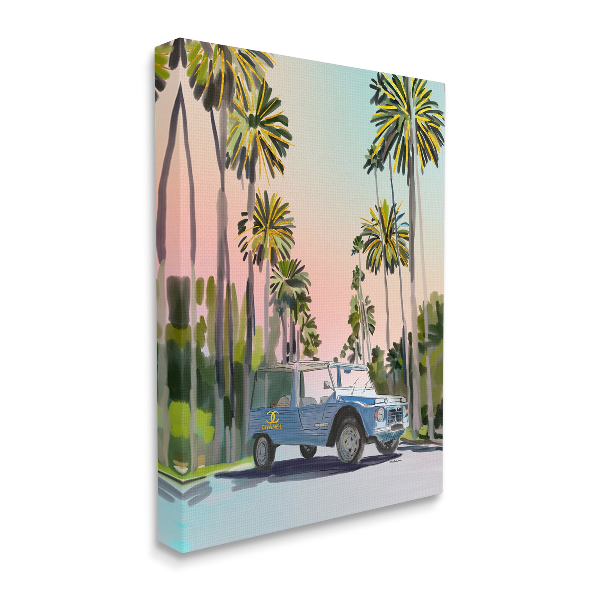 Stupell Industries Glam Tropical Truck Transportation Painting Gallery Wrapped Canvas Art Print Wall Art, 16 x 20