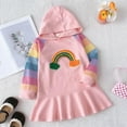 thumbnail image 2 of Odeerbi 3-12 Year Toddler Girls Rainbow Embroidery Hooded Sweatshirt Dress Spring Fall Cute Long Sleeve Cotton Hoodie Dress Round Neck Colourful Fishtail Dress Toddler Girls Clothes, 2 of 8