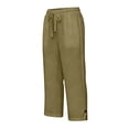 thumbnail image 5 of Nestiefly Cotton Capri Pants for Women Loose Fit Straight Leg Drawstring Elastic Waist Cropped Pant Casual Summer Linen Clothes Khaki 2XL, 5 of 8