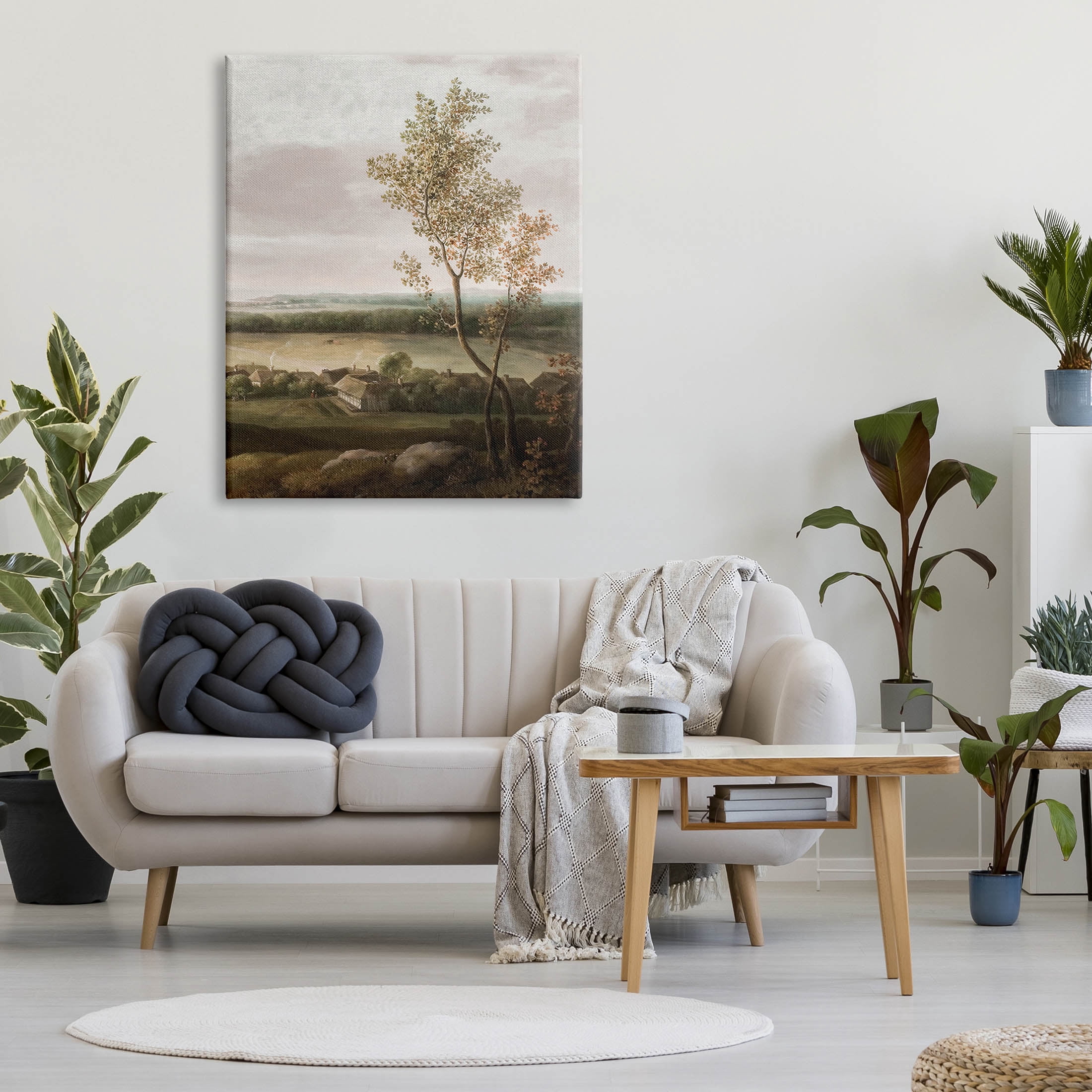 Classic Coastal House Nature Painting Landscape Painting Gallery Wrapped Canvas Print Wall Art